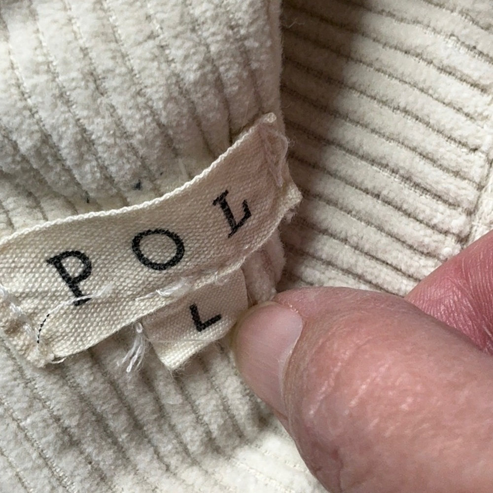 POL Corduroy Light Tan Oversized Boyfriend Jacket with Distressed Hem - Picture 7 of 9